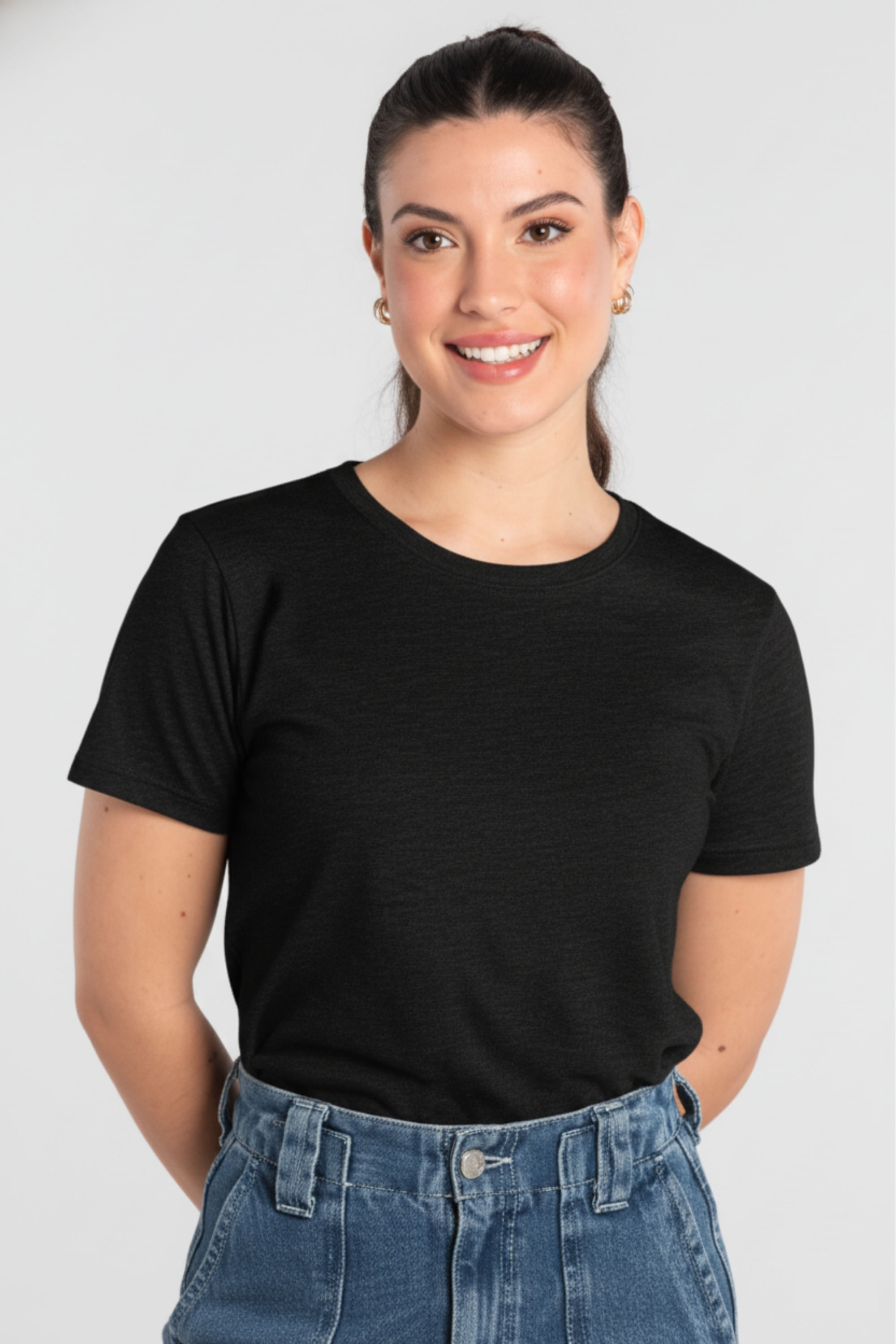 Blusa Feminina Adulto em Algodão Manga Curta (Preto) Just Basic - Imagem 9